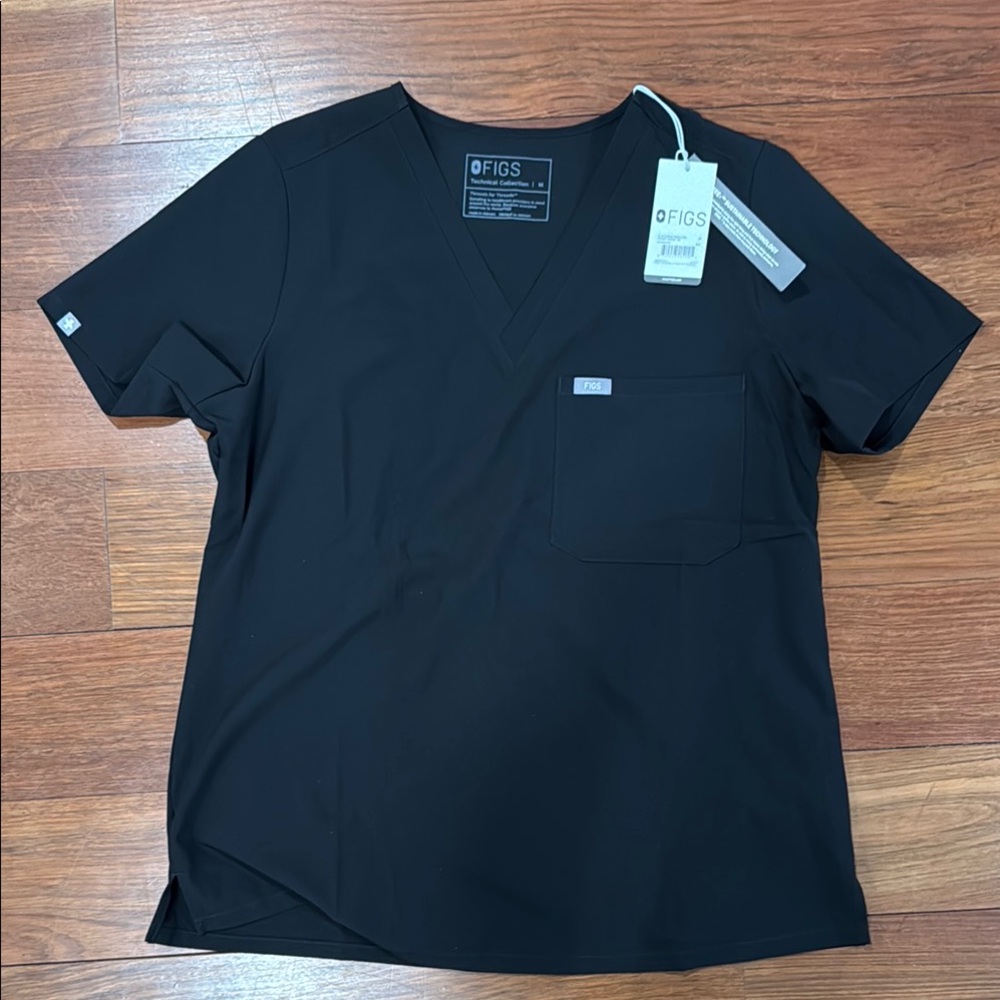 FIGS Women's Black V-Neck Scrub Shirt